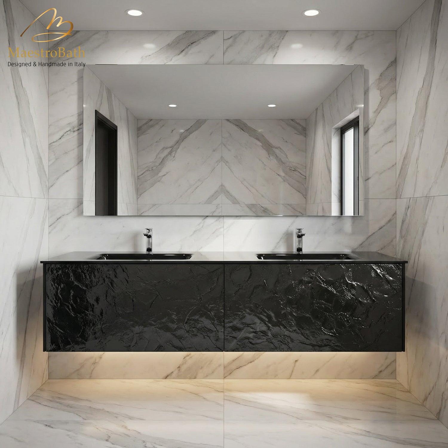 Designer Murano Glass Wallmount Bathroom Double Vanity #size_72"