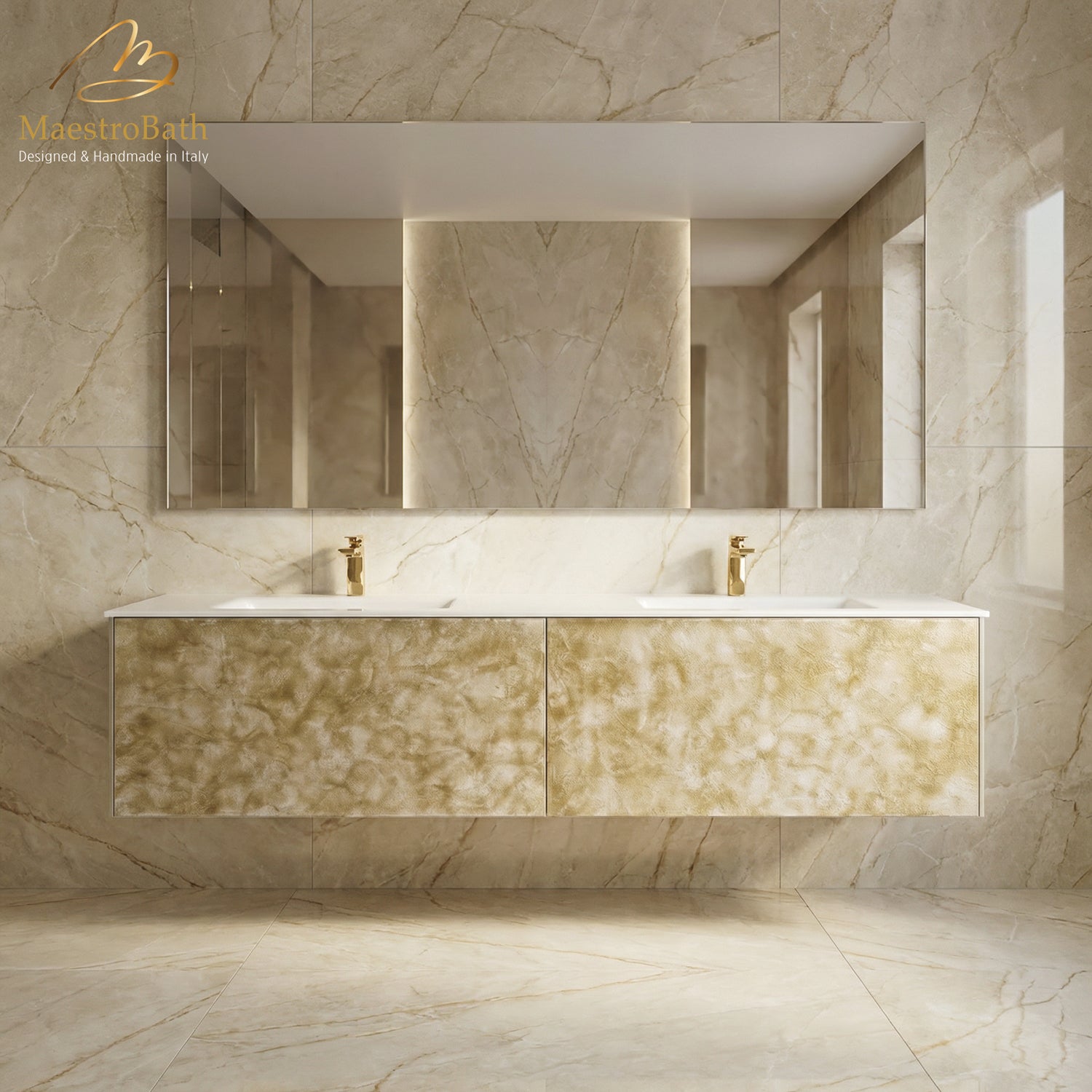 Designer Murano Glass Wallmount Bathroom Double Vanity #size_80"