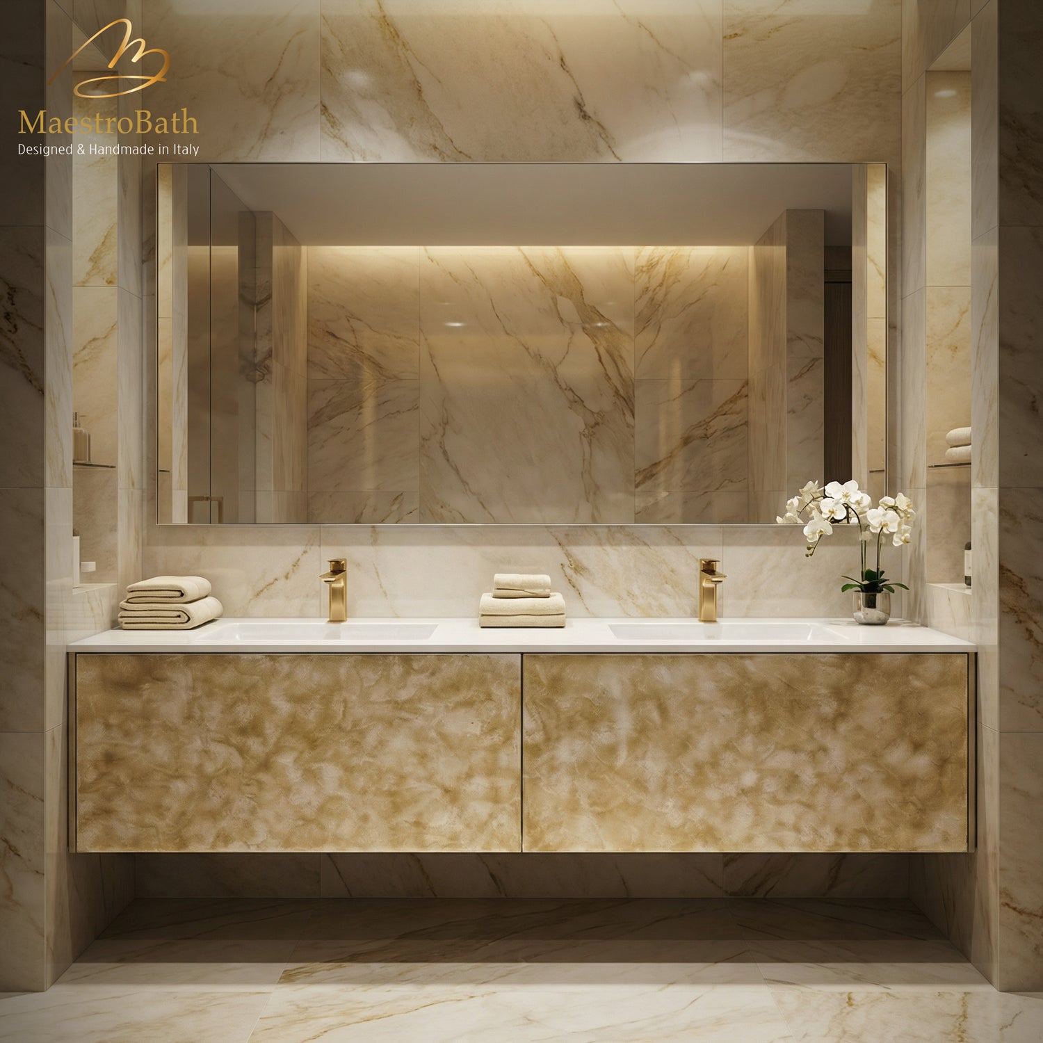 Designer Murano Glass Wallmount Bathroom Double Vanity #size_80"