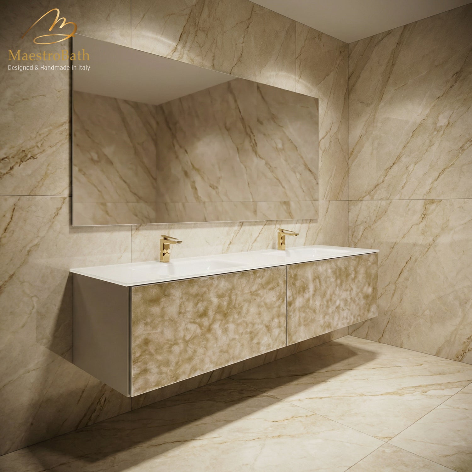 Designer Murano Glass Wallmount Bathroom Double Vanity #size_80"