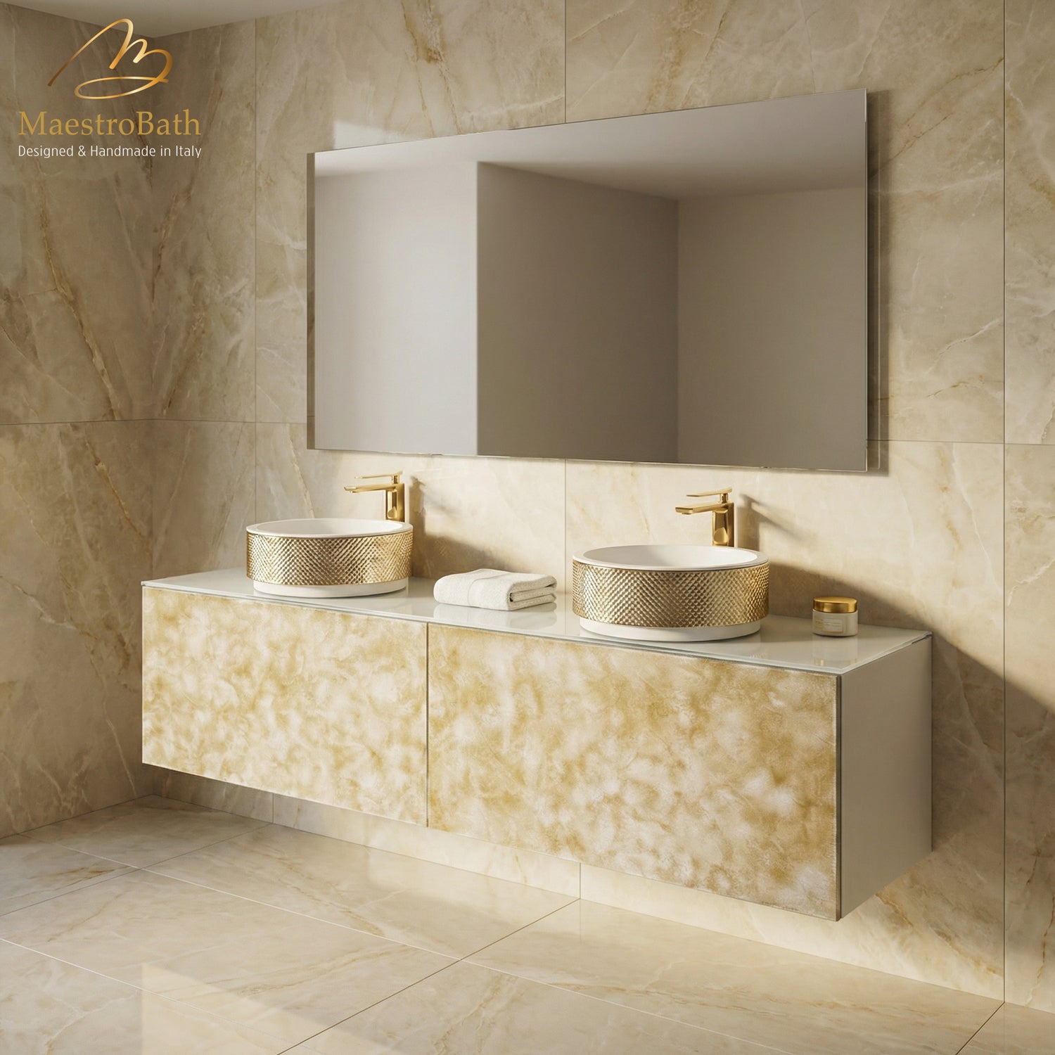 Designer Murano Glass Wallmount Bathroom Double Vanity #size_80"