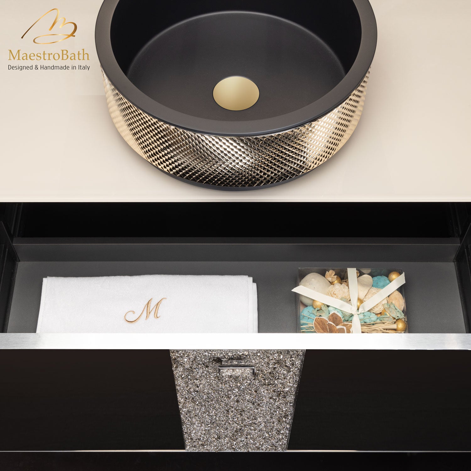Luxury Crystal Glass Wallmount Bathroom Vanity #color_bronze mirror