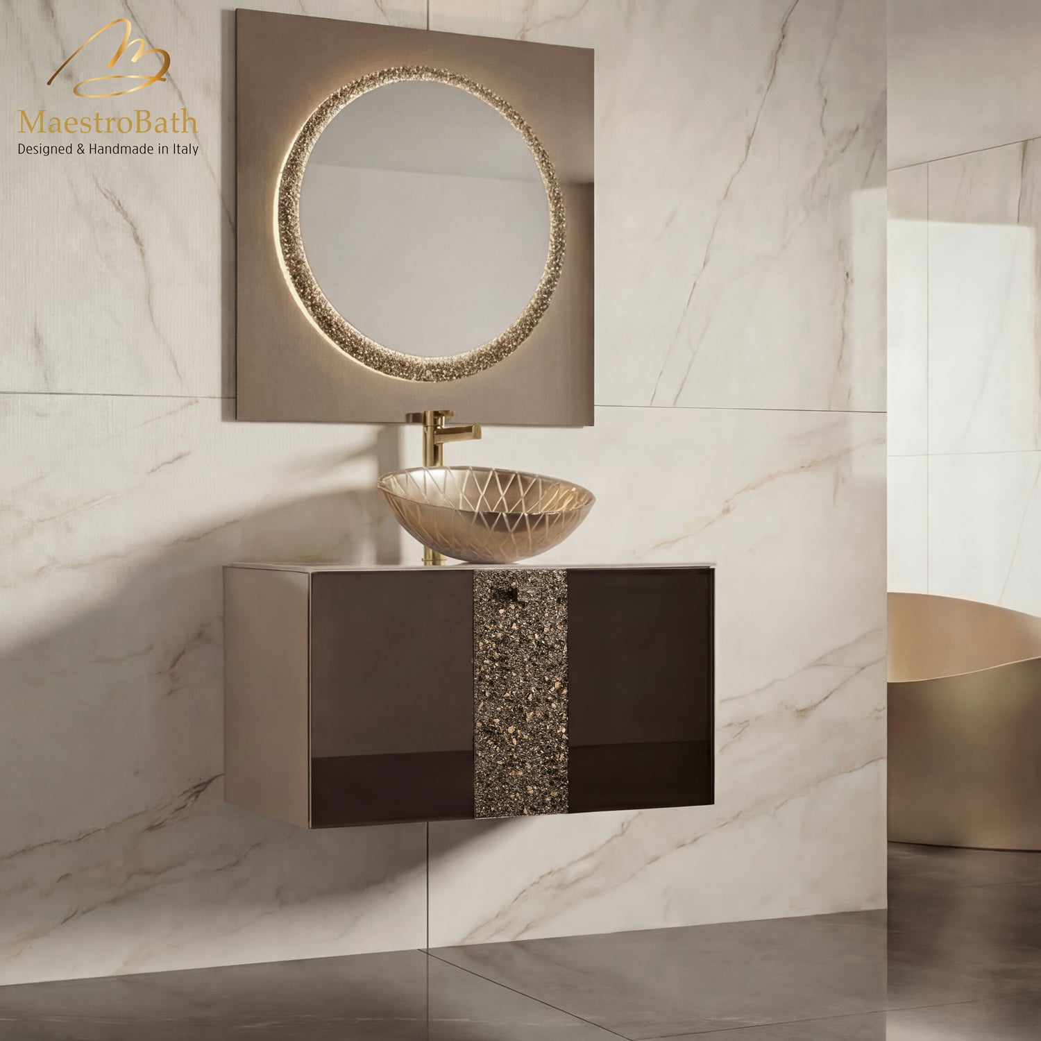 Luxury Crystal Glass Wallmount Bathroom Vanity #Size_32"