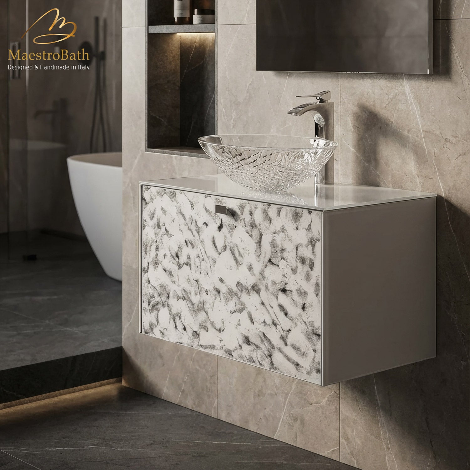Luxury Murano Crystal Wallmount Bathroom Vanity #Size_32"
