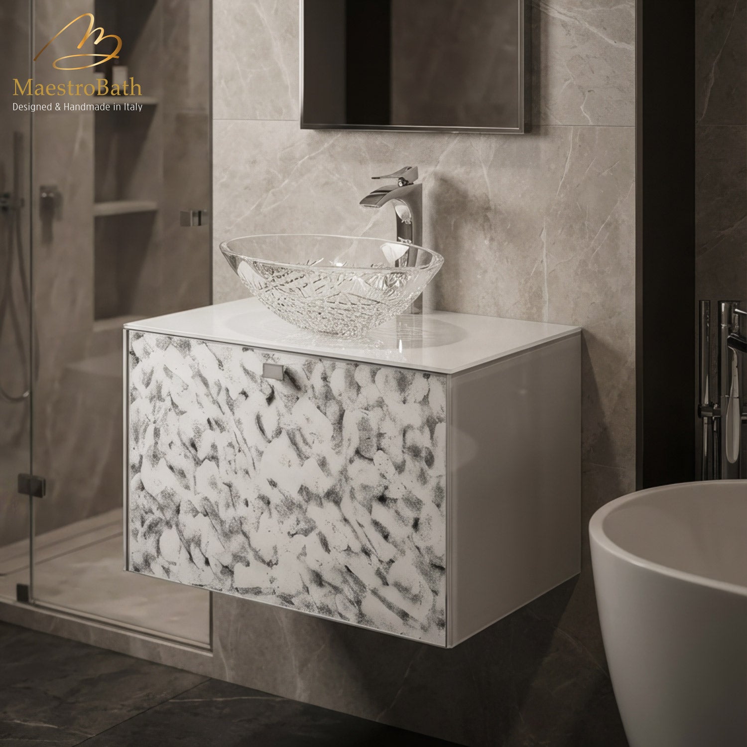Luxury Murano Crystal Wallmount Bathroom Vanity #Size_32"