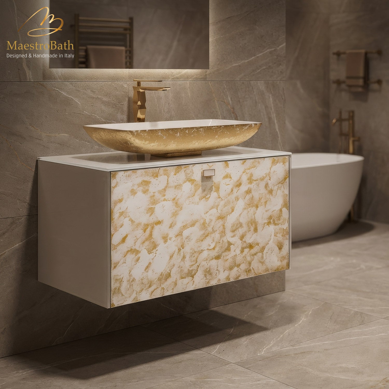 Luxury Murano Crystal Wallmount Bathroom Vanity #Size_32"