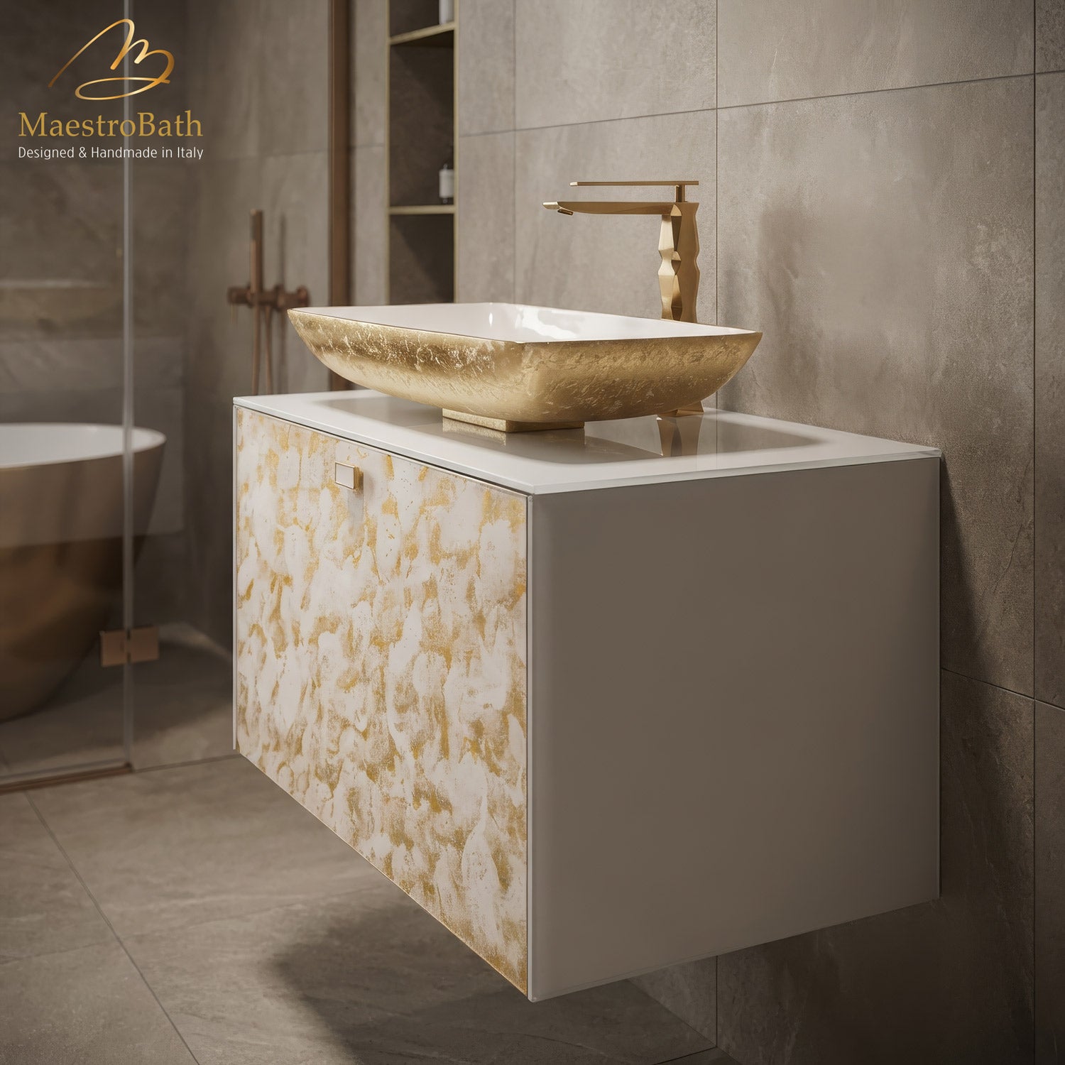 Luxury Murano Crystal Wallmount Bathroom Vanity #Size_32"