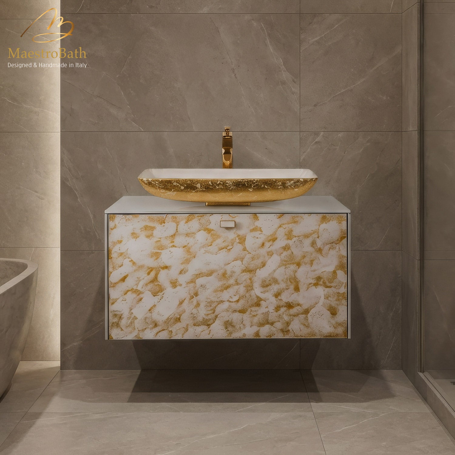 Luxury Murano Crystal Wallmount Bathroom Vanity #Size_32"