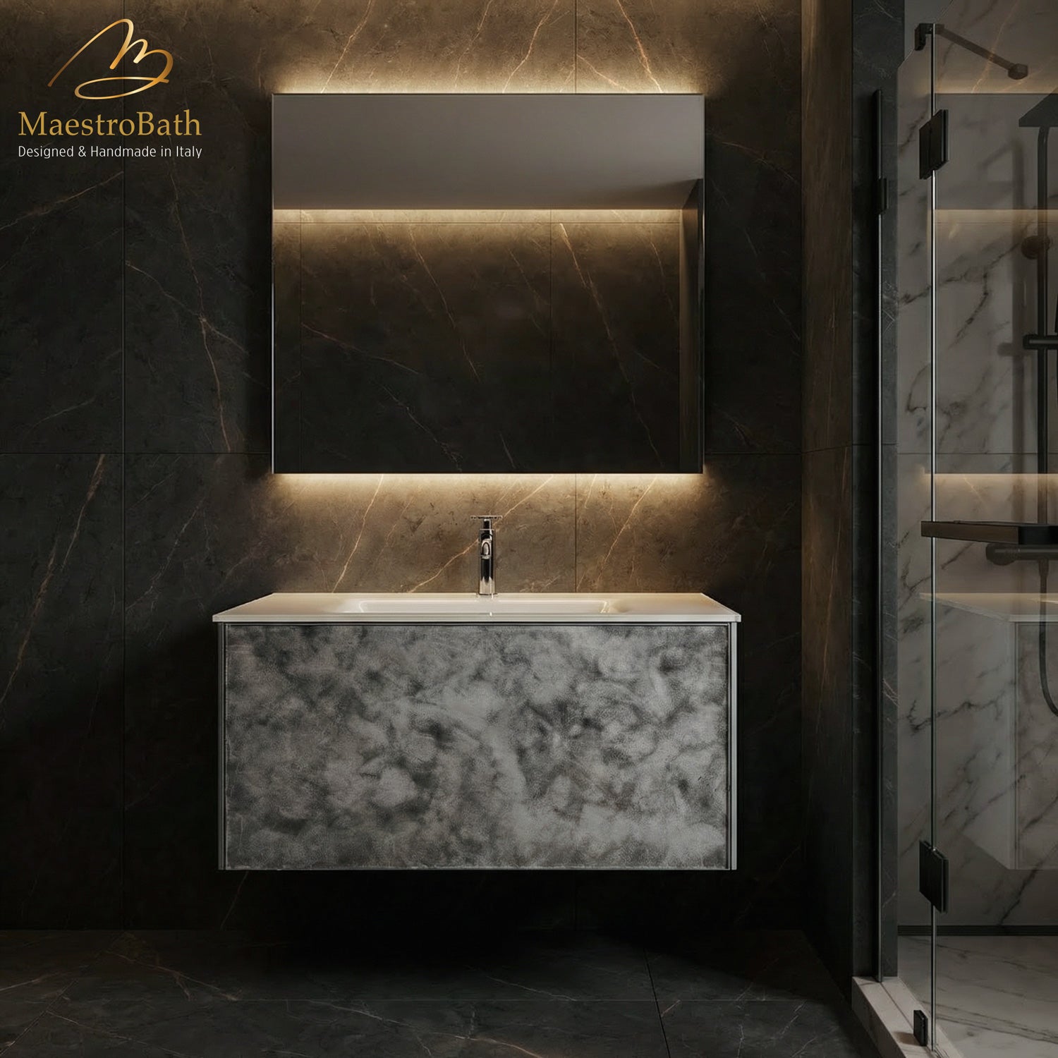 Luxury Murano Crystal Wallmount Bathroom Vanity #Size_36"