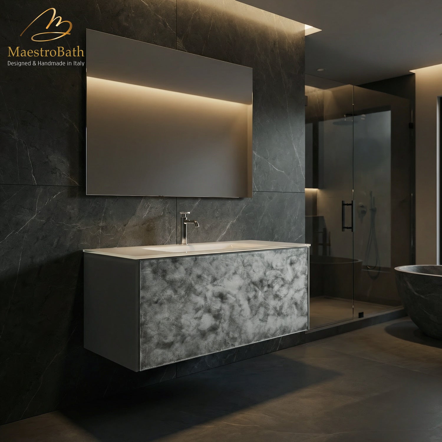 Luxury Murano Crystal Wallmount Bathroom Vanity #Size_36"