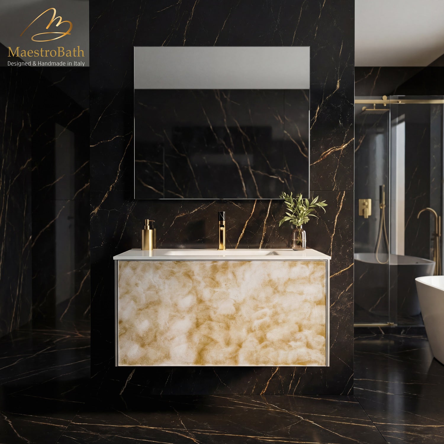Luxury Murano Crystal Wallmount Bathroom Vanity #Size_36"