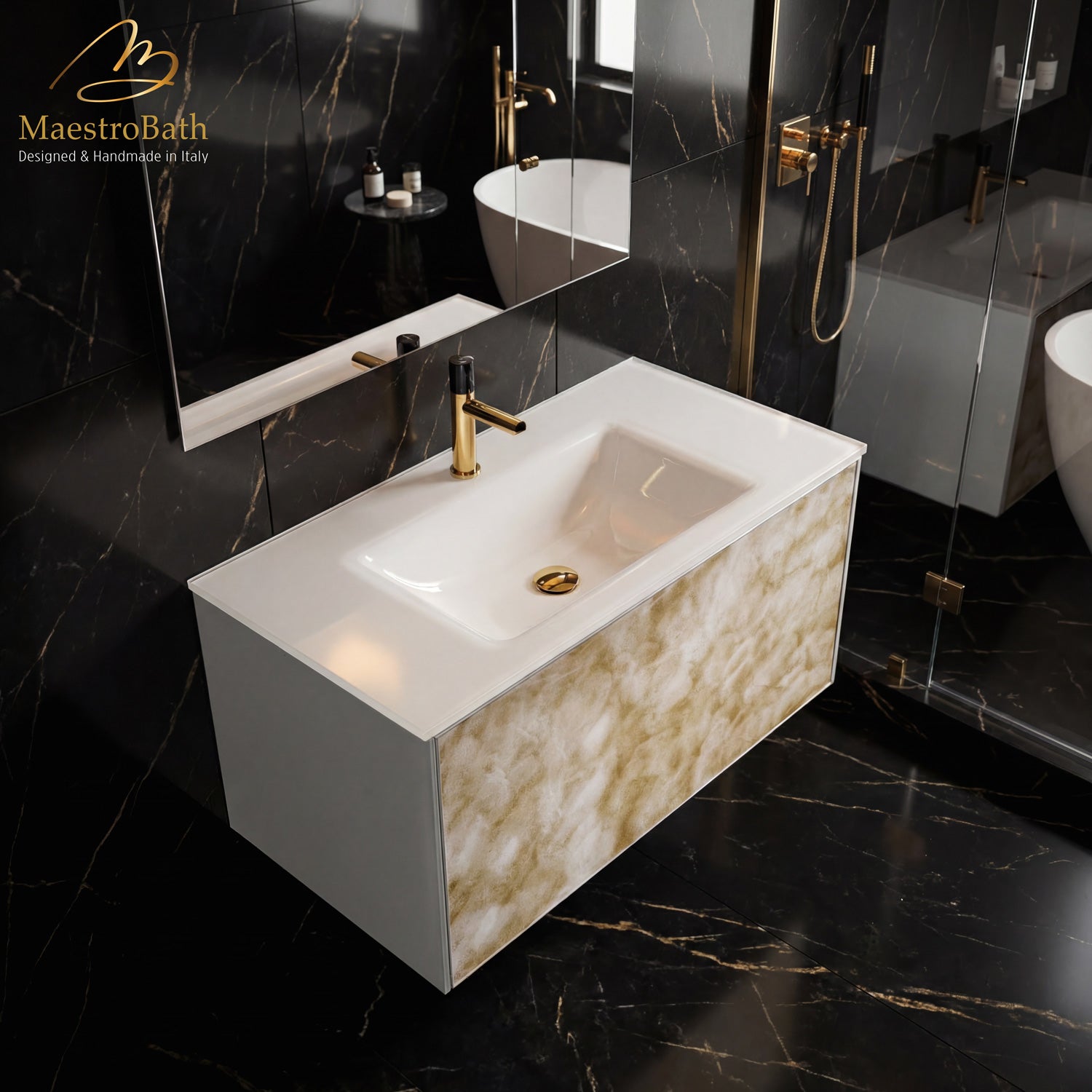 Luxury Murano Crystal Wallmount Bathroom Vanity #Size_36"