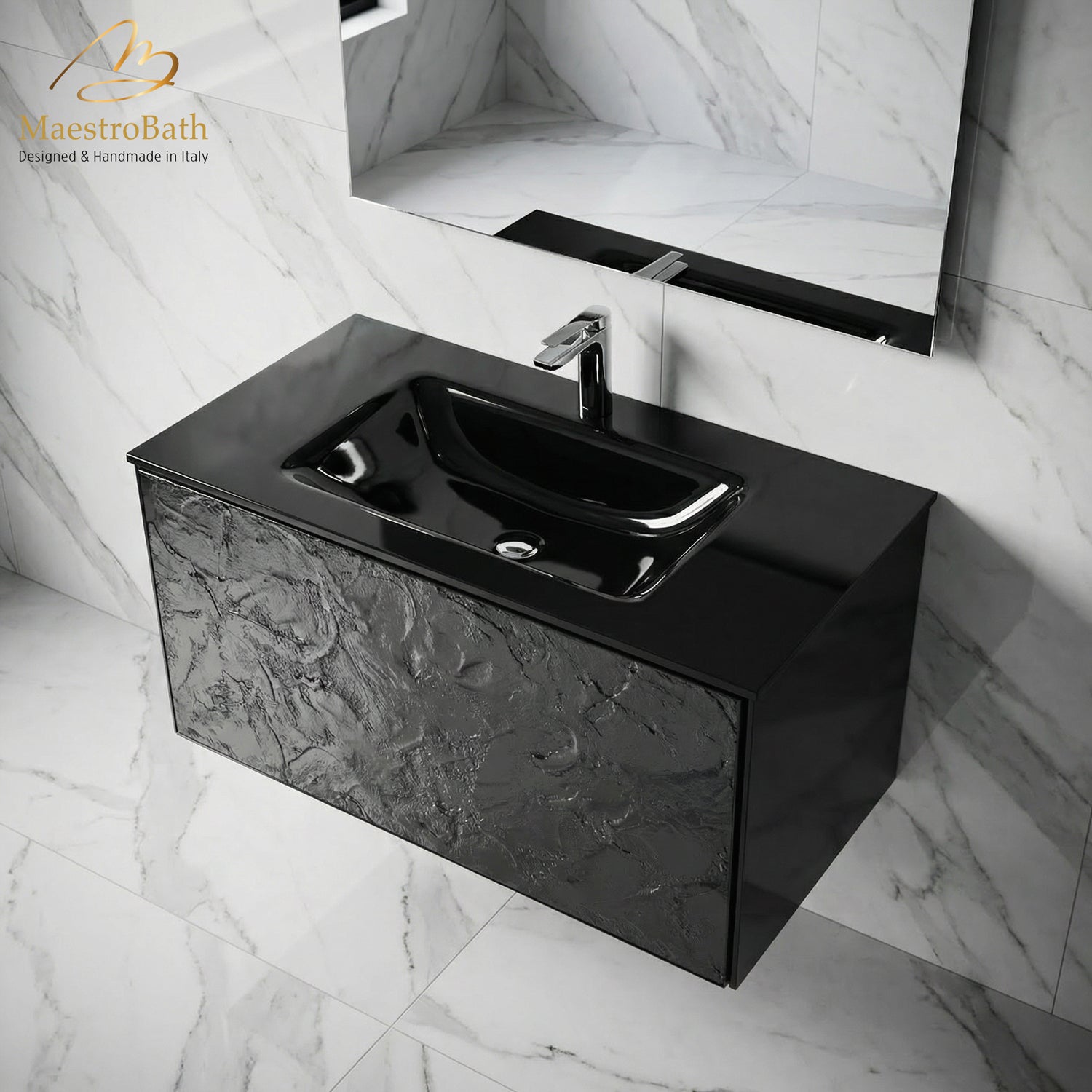Luxury Murano Crystal Wallmount Bathroom Vanity #Size_36"