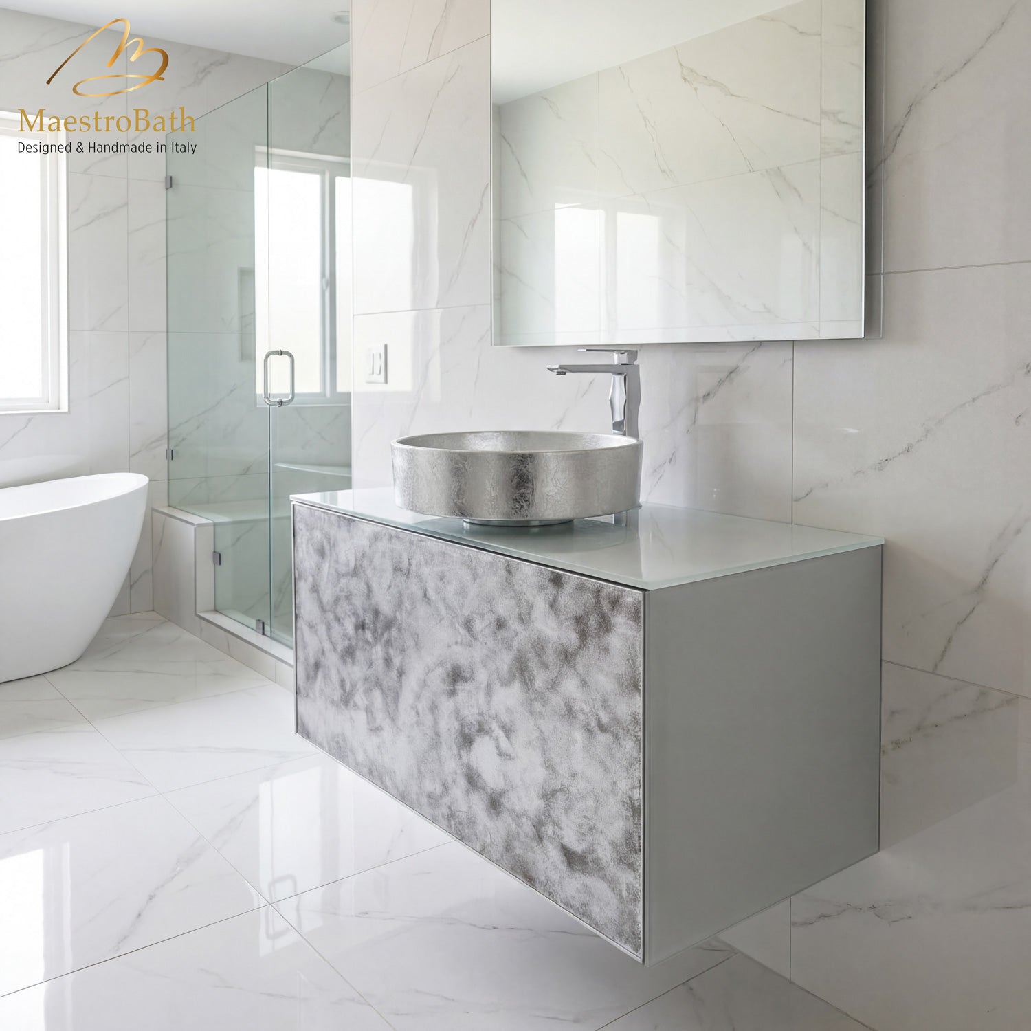 Luxury Murano Crystal Wallmount Bathroom Vanity #Size_36"