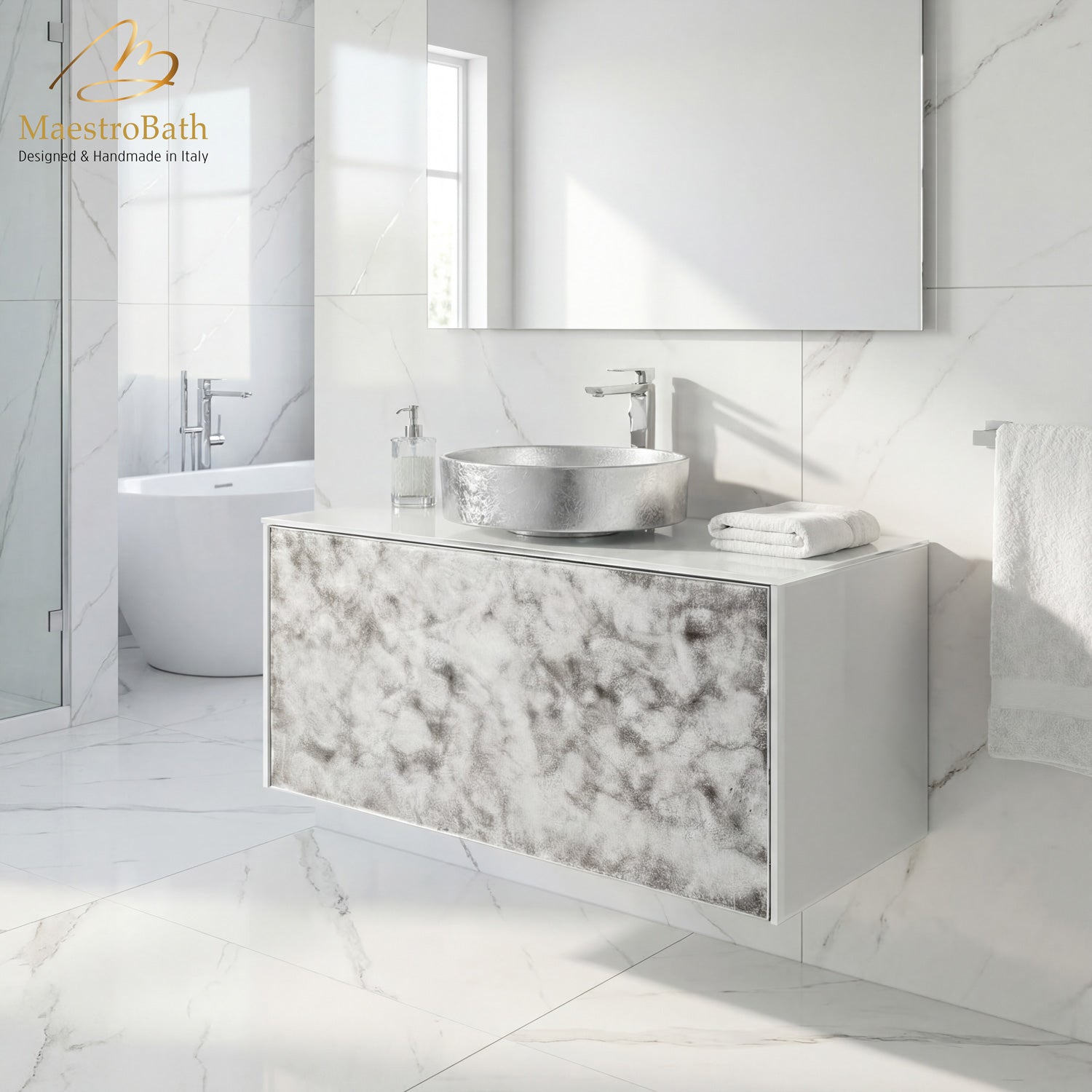 Luxury Murano Crystal Wallmount Bathroom Vanity #Size_36"