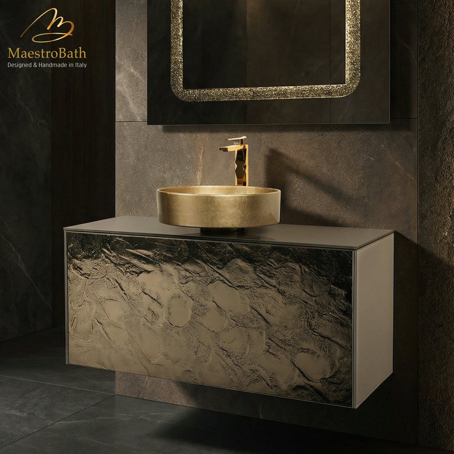 Luxury 40" Murano Crystal Wallmount Bathroom Vanity | Bronze #Size_40"