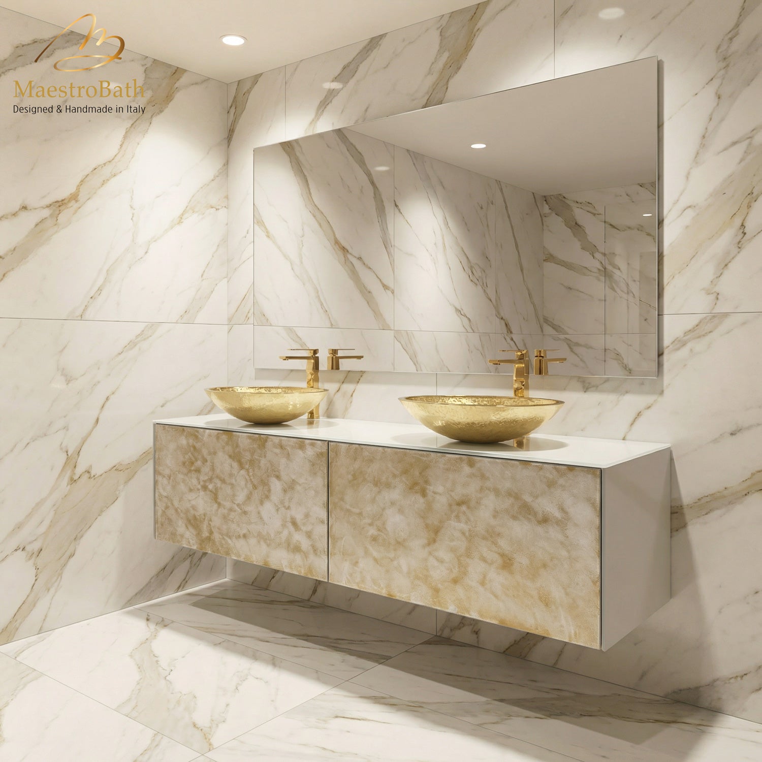 Designer Murano Glass Wallmount Bathroom Double Vanity #size_72"