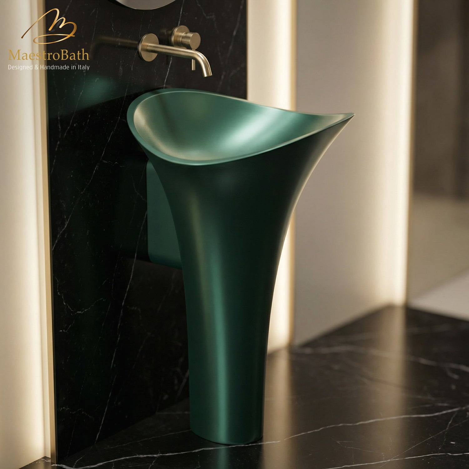 Calla Lily Modern Pedestal Sink | Green #color_green