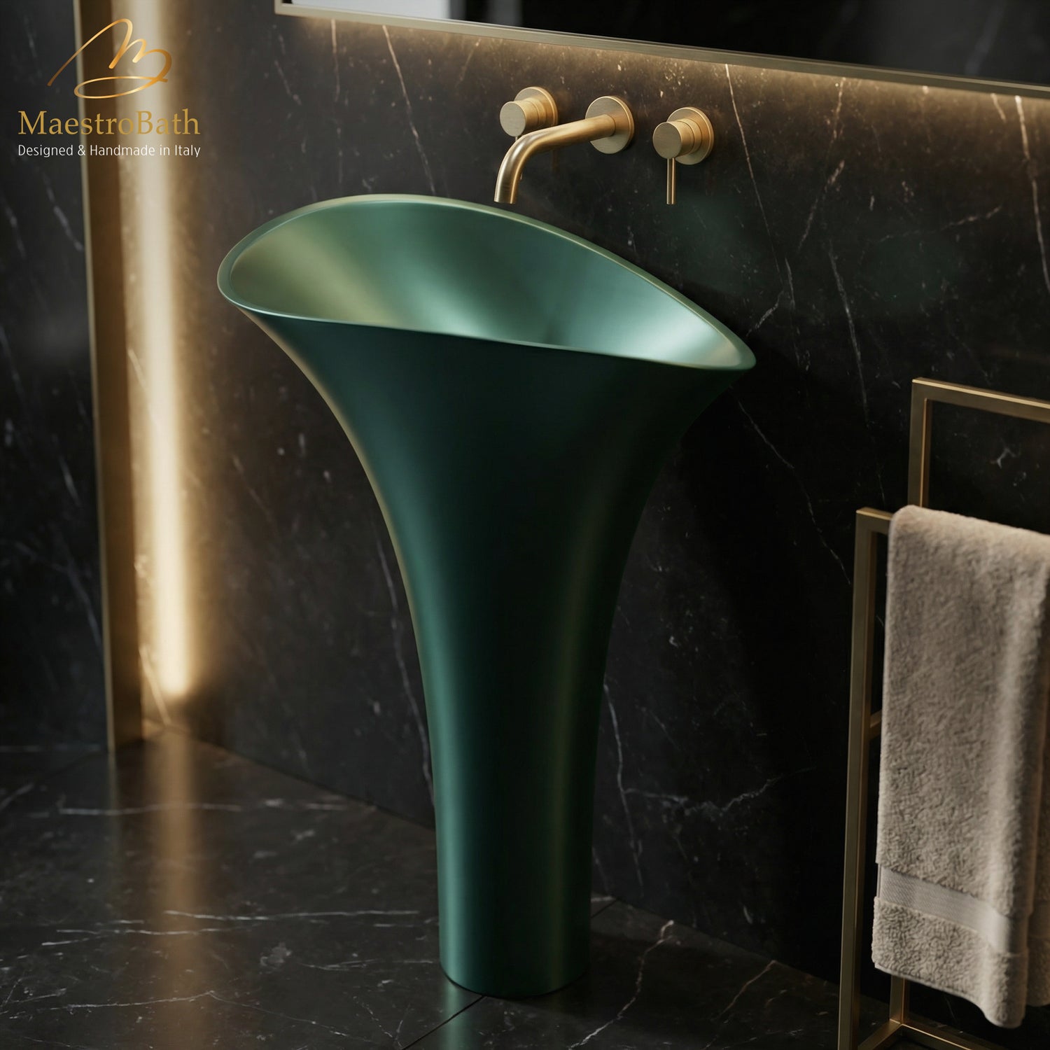 Calla Lily Modern Pedestal Sink | Green #color_green