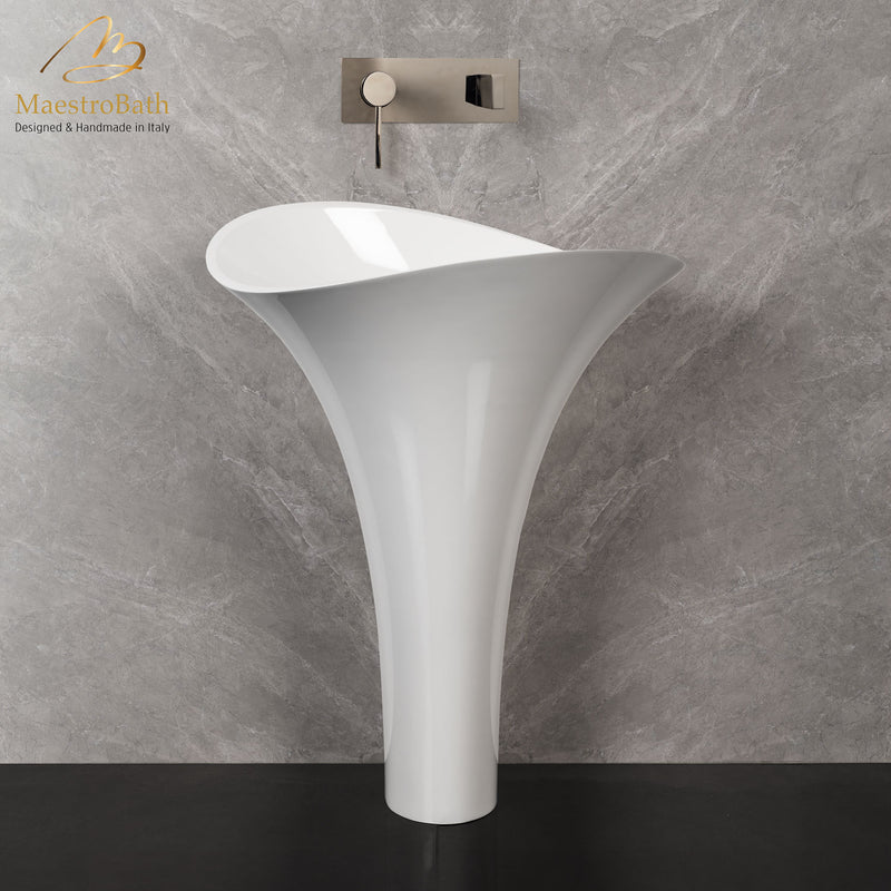 Calla Lily Pedestal Sink | White