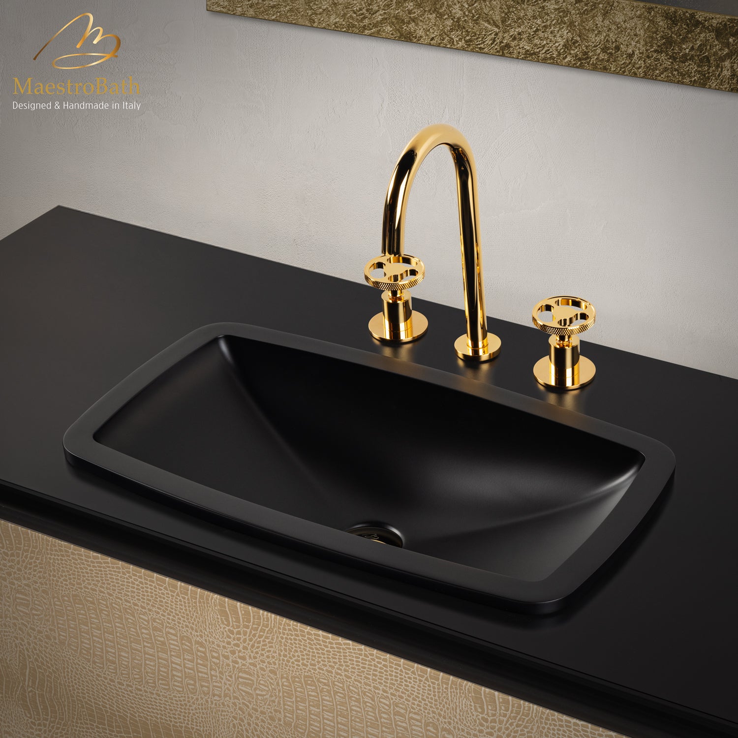 Rectangular Drop-In Bathroom Sink | Black #color_black