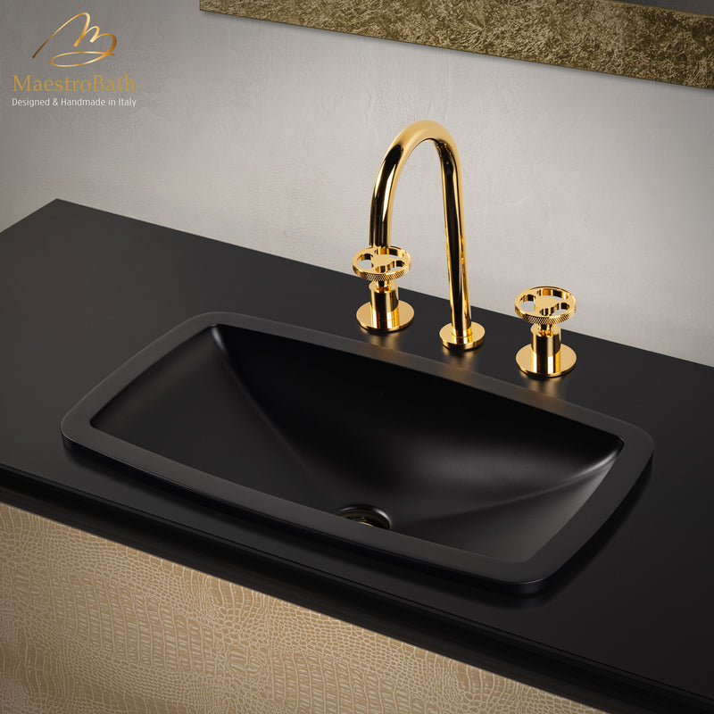 Rectangular Drop-In Bathroom Sink | Black