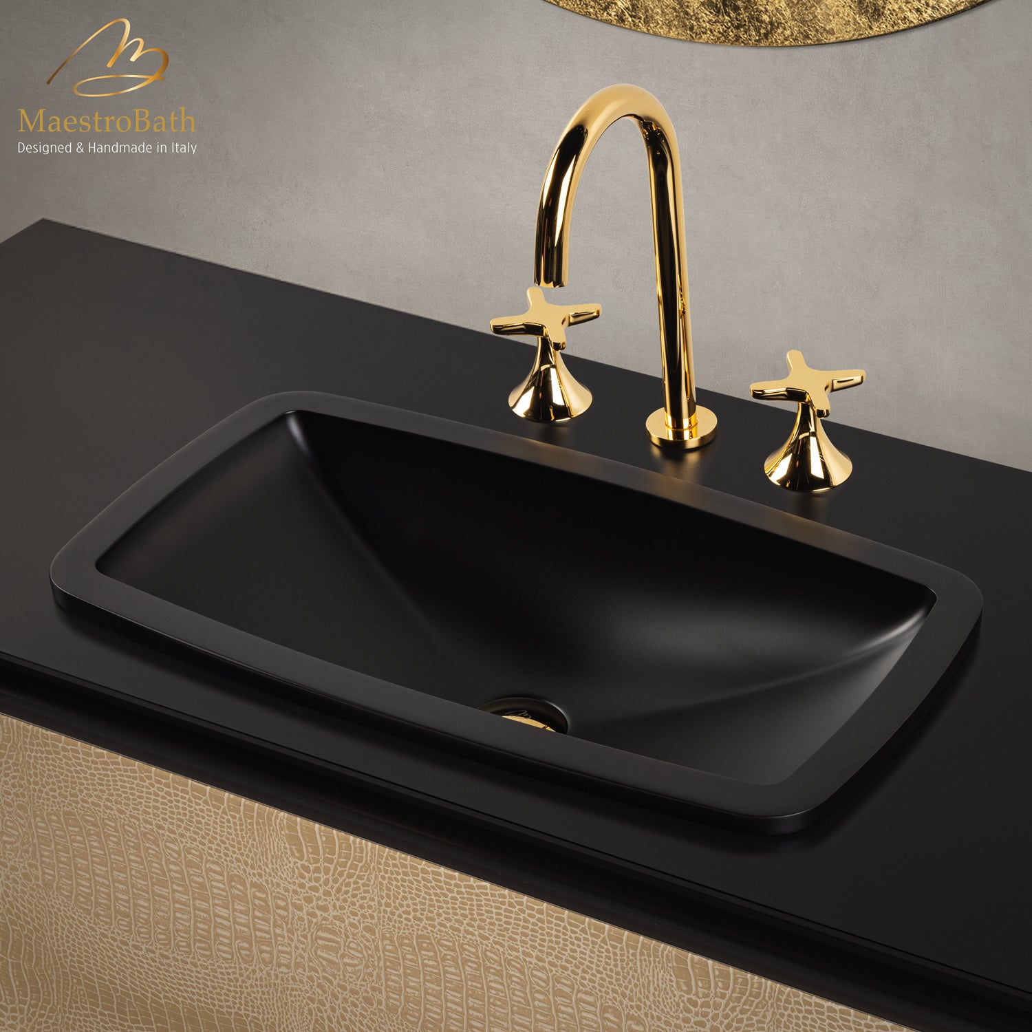 Rectangular Drop-In Bathroom Sink | Black #color_black