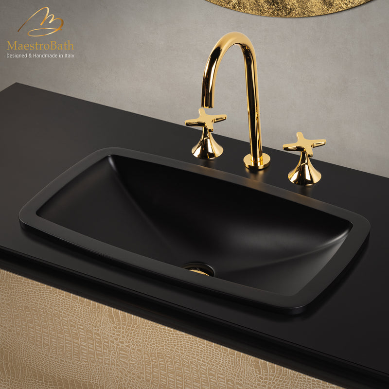 Rectangular Drop-In Bathroom Sink | Black