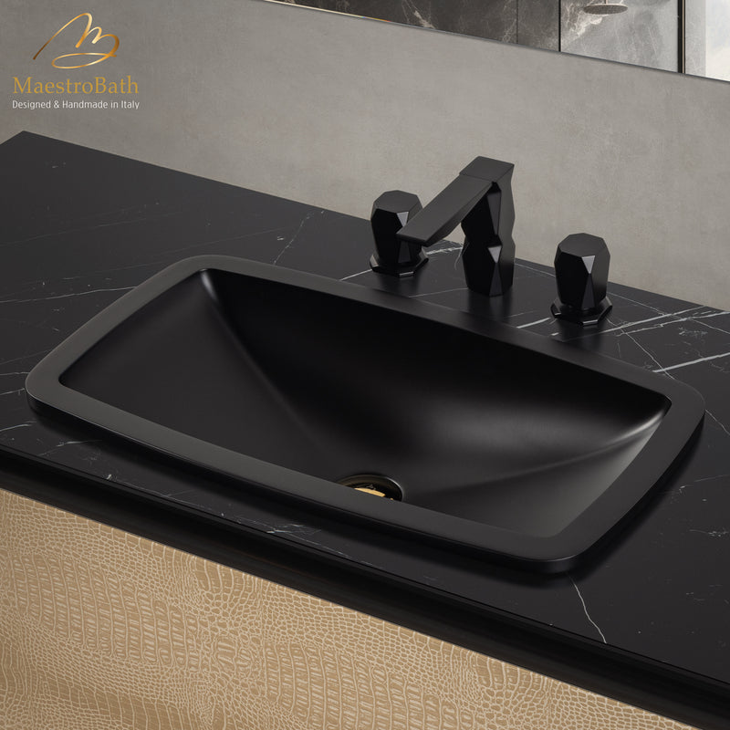 Rectangular Drop-In Bathroom Sink | Black