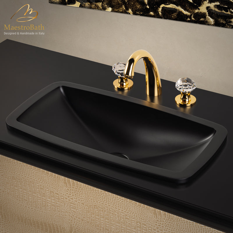 Rectangular Drop-In Bathroom Sink | Black