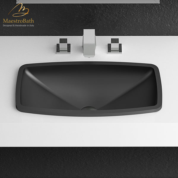 Rectangular Drop-In Bathroom Sink | Black #finish_black