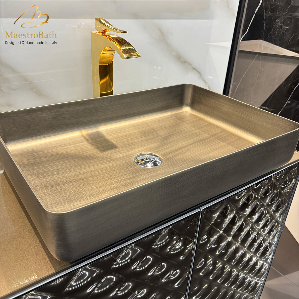 Luxury Rectangle Bathroom Vessel Sink | Bronze