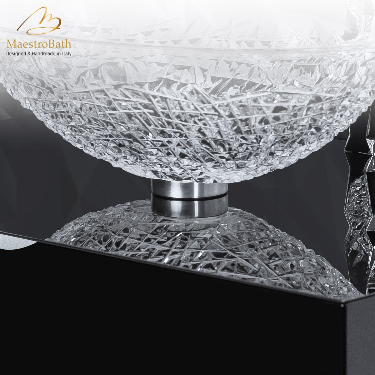 Mounting Disc vessel sink mounting ring, shown in polished chrome, 2.7 inch by 2.7 inch by 0.7 inch