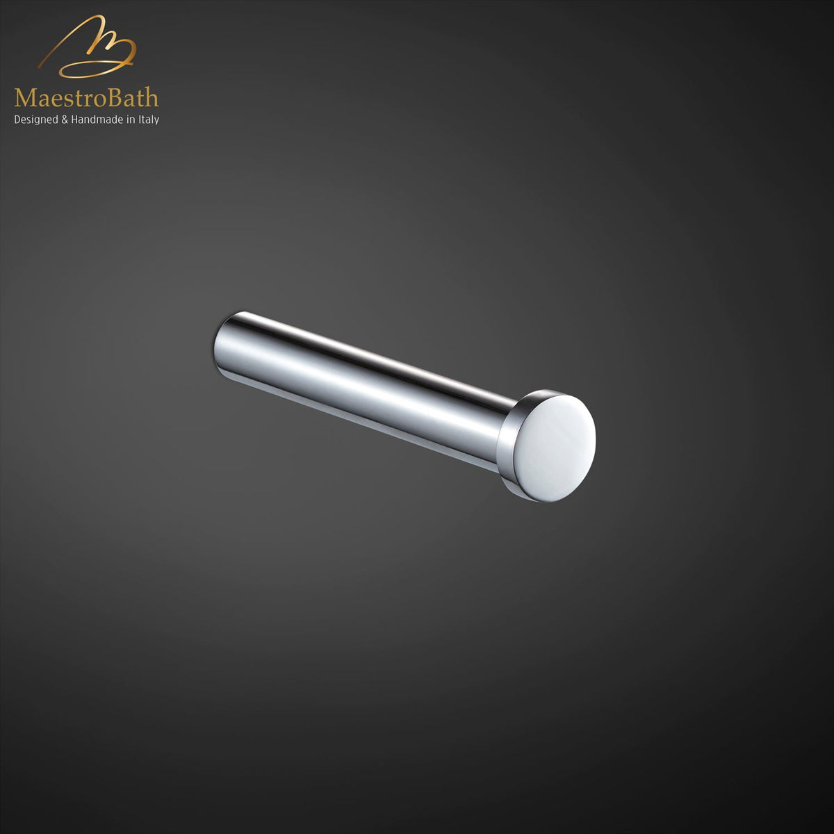 Wall mounted brass toilet paper holder, shown in polished chrome