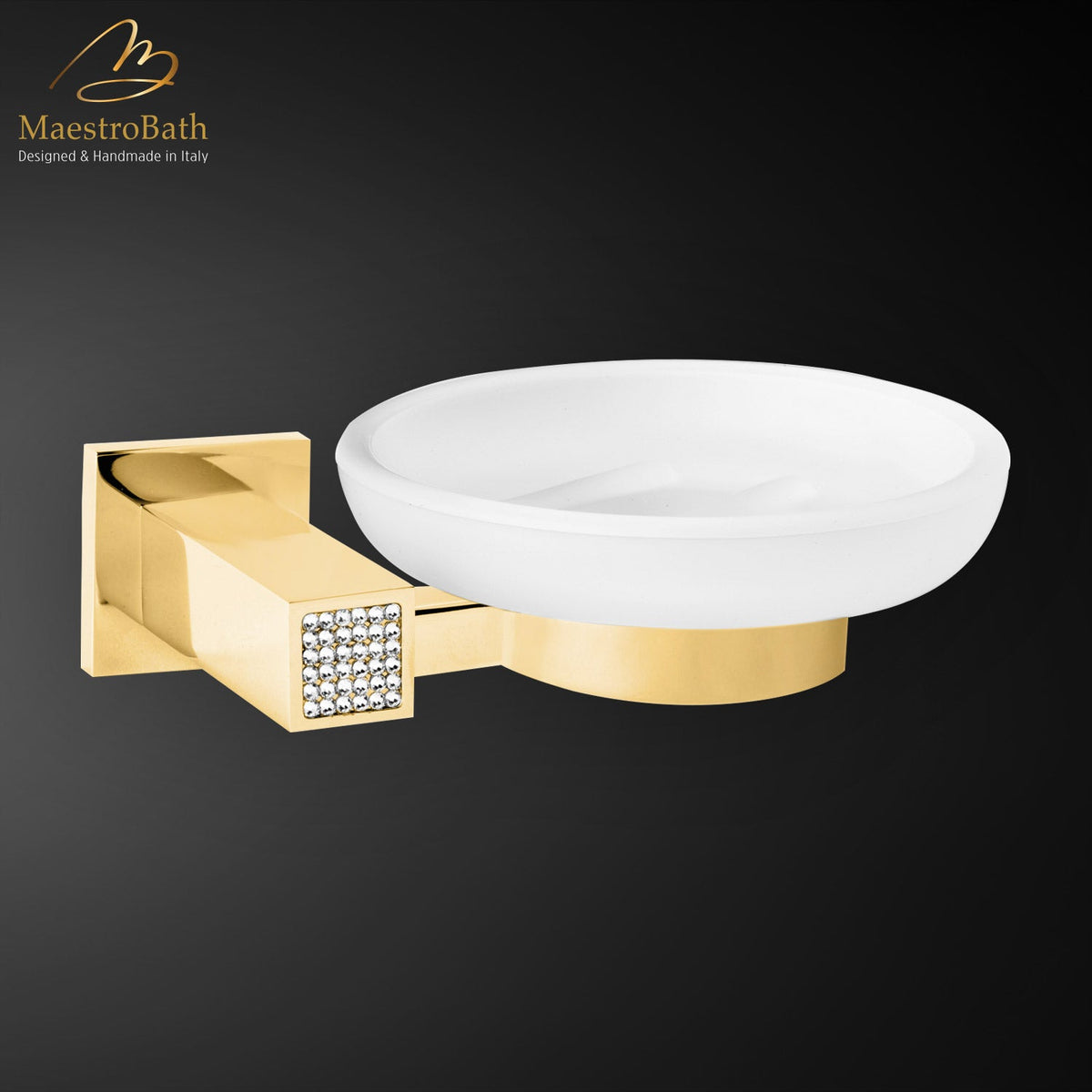 Brass soap dish, shown in polished gold, 1.5 inch by 1.5 inch by 4.5 inch, made of solid brass