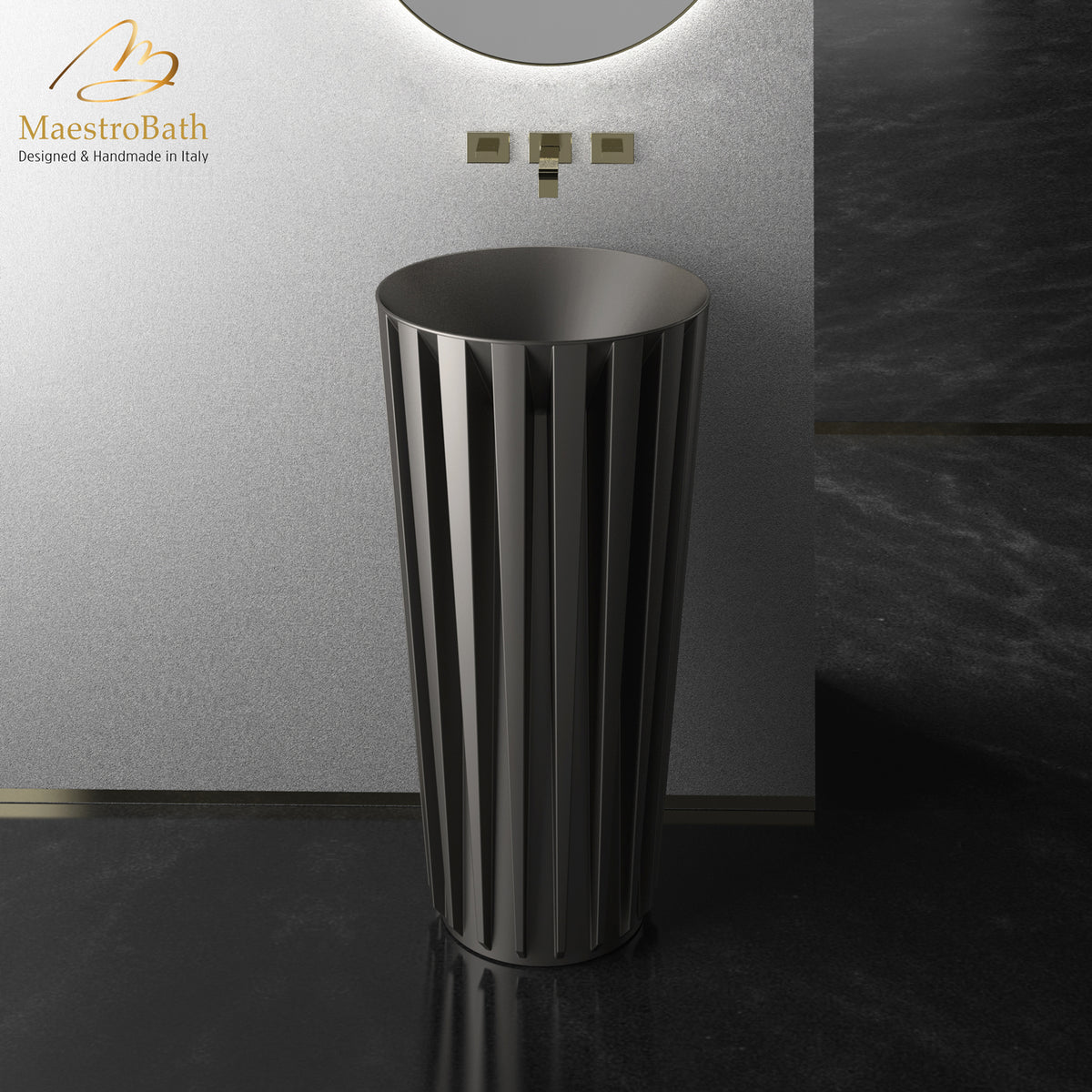 Gloria Modern Pedestal Sink | Black #color_black