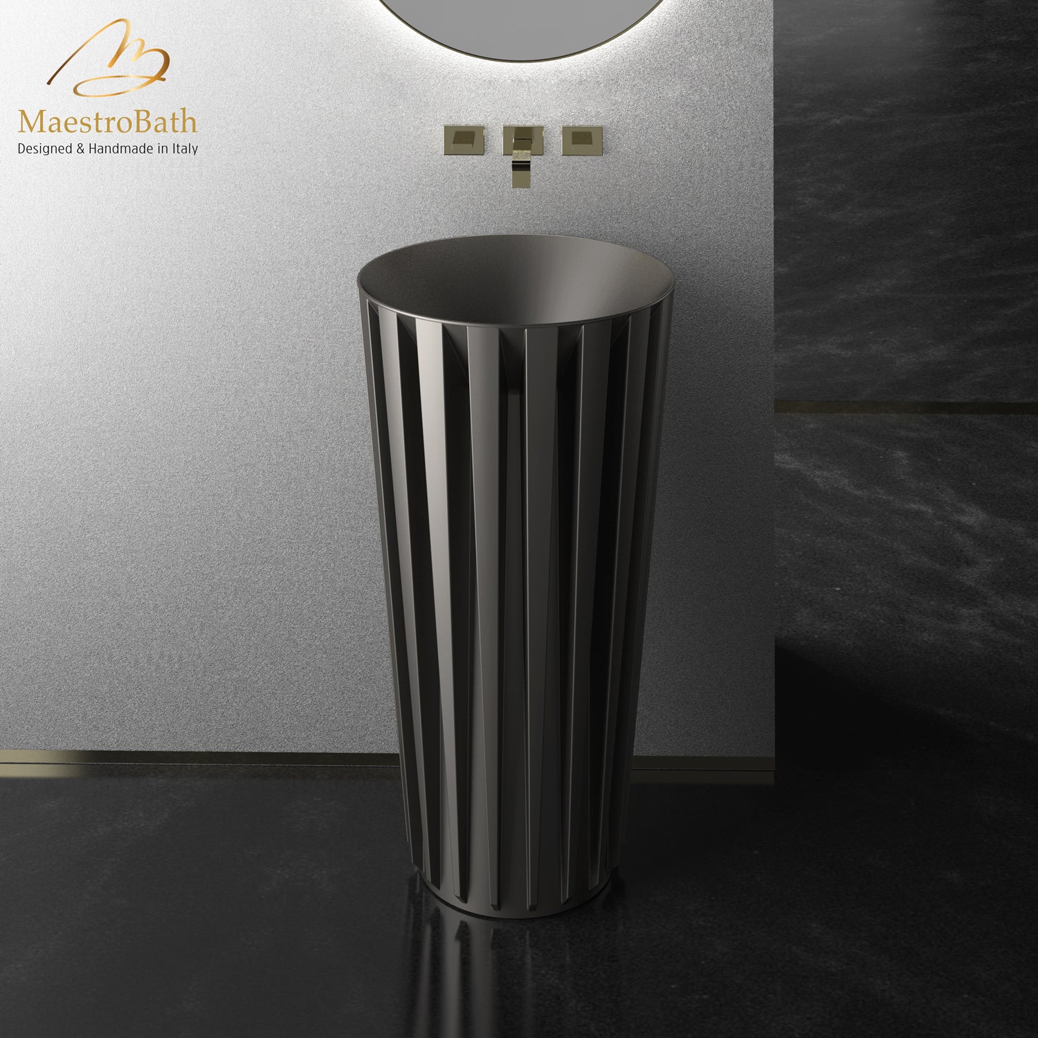 Gloria Modern Pedestal Sink | Black #color_black