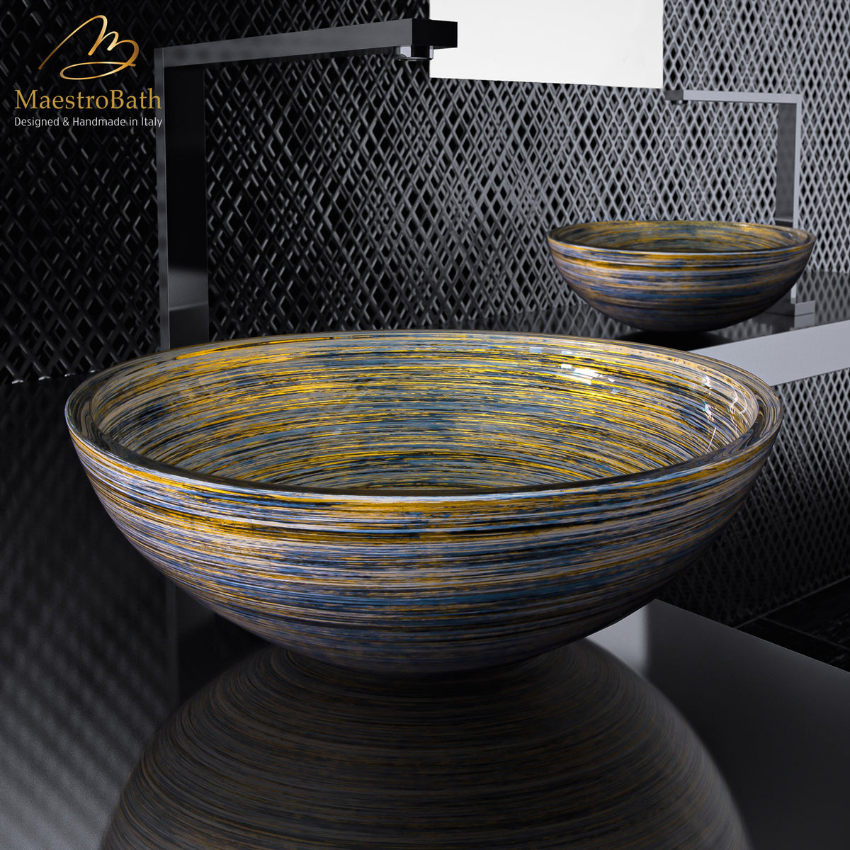 Atelier Graffiti Black Silver Ivory Designer Bath Sink #color_black silver ivory