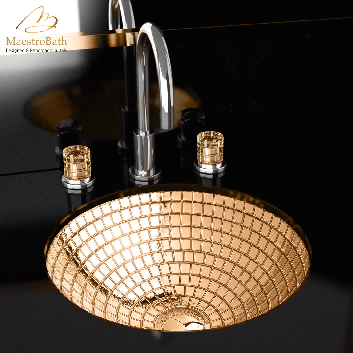 Mosaic Undermount Glass #color_gold rose