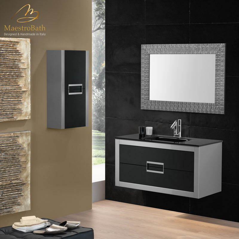 Danya Bathroom Cabinet with 2-doors | Black and Silver