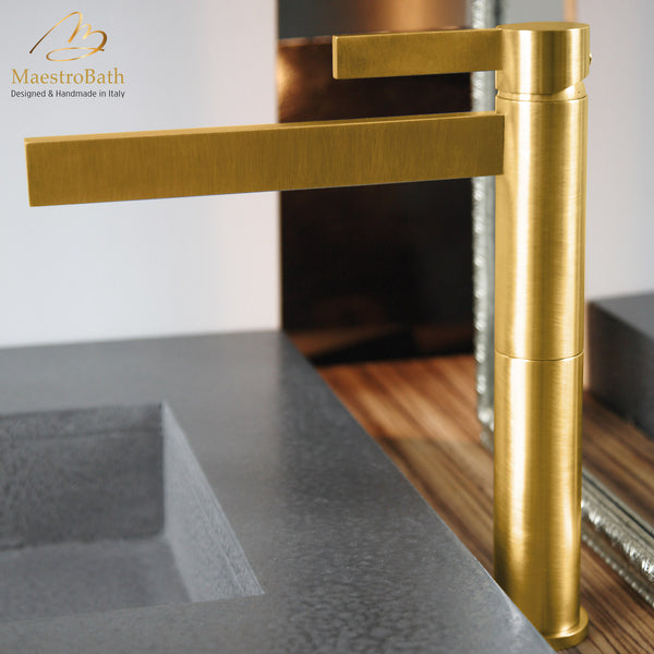 Caso Brushed Gold Designer Bathroom Faucet #finish_brushed gold