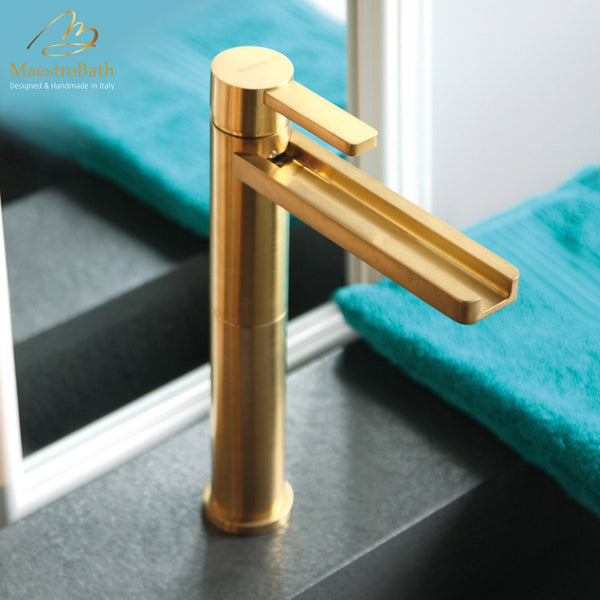 Aqua Brushed Gold Luxury Bathroom Faucet #finish_brushed gold