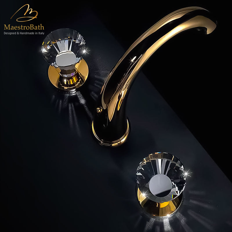 Artik 3-Hole Polished Gold Luxury Bathroom Faucet