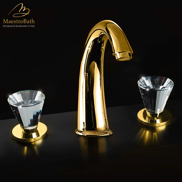 Artik 3-Hole Polished Gold Luxury Bathroom Faucet #finish_polished gold