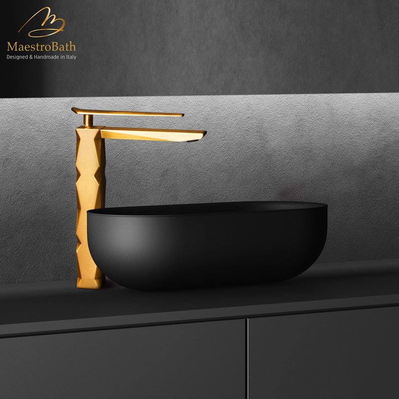 Ikon Brushed Gold Luxury Vessel Sink Faucet