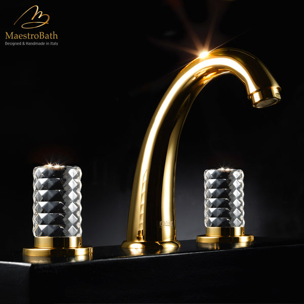 Kyros 3-Hole Polished Gold Luxury Bathroom Faucet #color_polished gold