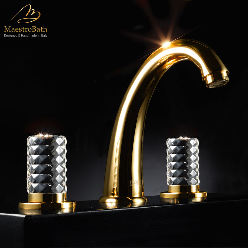 Kyros 3-Hole Polished Gold Luxury Bathroom Faucet