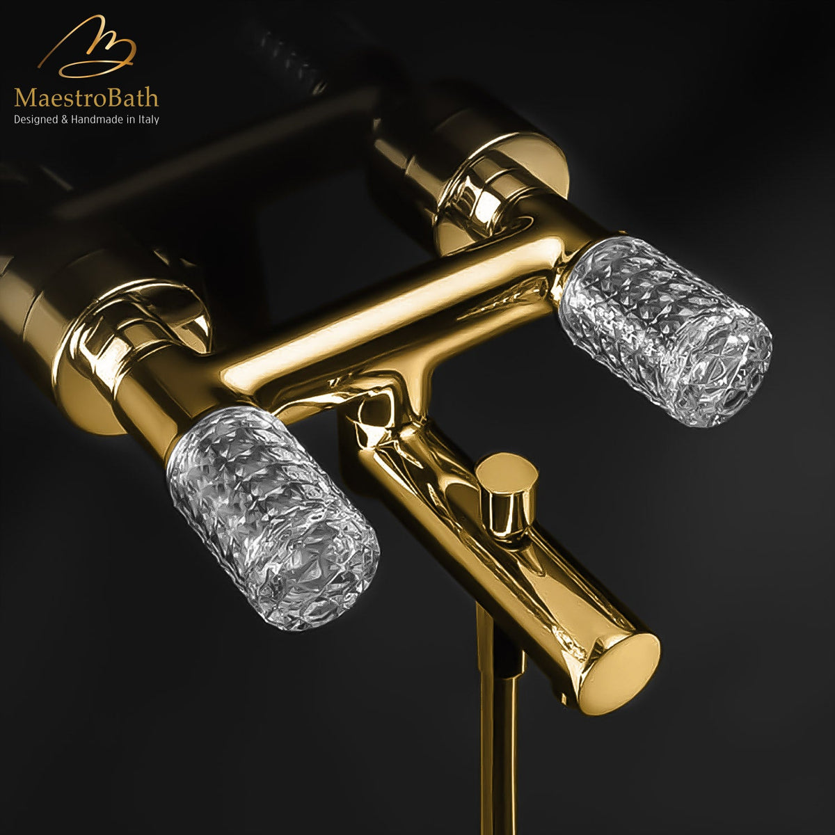 Kyros Bath Filler, shown in polished gold, made of solid brass