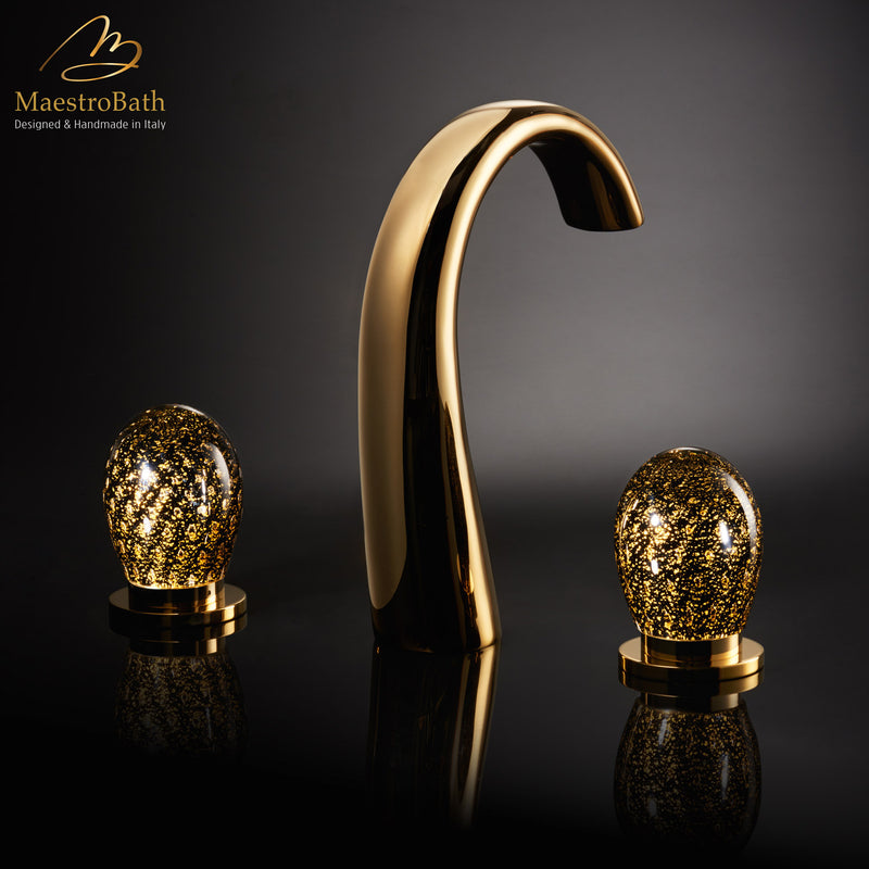 MURANO 3-Hole Luxury Bathroom Faucet | Black and Gold