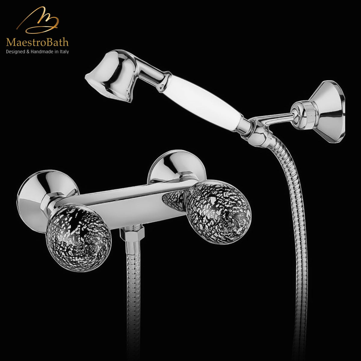 Brass tub filler, shown in polished chrome, 5.9 inch by 2.5 inch by 5.1 inch, made of solid brass